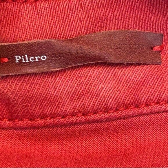 Anthropologie Pilcro and the Letterpress Coral Red Script Faded Crop Raw Hem 30 - Picture 12 of 16